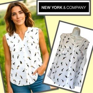 Sleeveless Toucan Print Blouse – XL